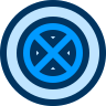 blue circle X
