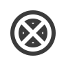 white circle X