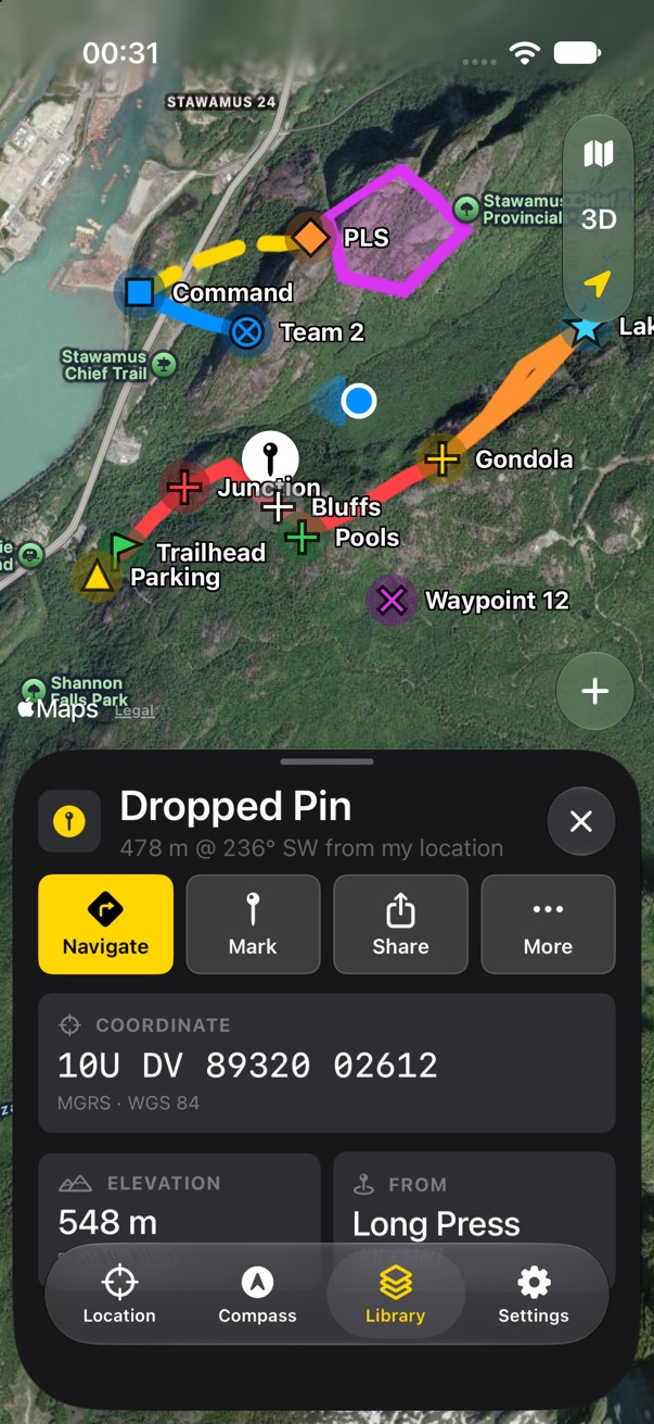 A dropped pin